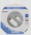 DELTACO USB-C - DisplayPort cable USBC-DP101-K, 4K UHD, gold plated, 1m, white