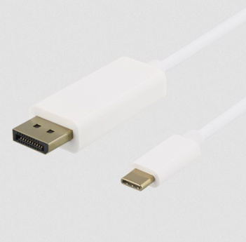 DELTACO USB-C - DisplayPort cable USBC-DP201-K, 4K UHD, gold plated, 2m, white