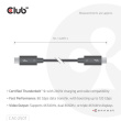 CLUB3D Thunderbolt™ 5 Certified 8K240Hz Data 80/120 Gbps EPR 240 Watt Cable M/M 1m