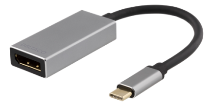 DELTACO USBC-DP2 - External video adapter - USB-C - DisplayPort - space grey - 4K 3840x2160, 60Hz