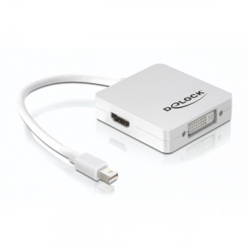 DELOCK Adapter mini Displayport 1.1 Stecker > Displayport / HDMI / DVI Buchse Passiv weiss