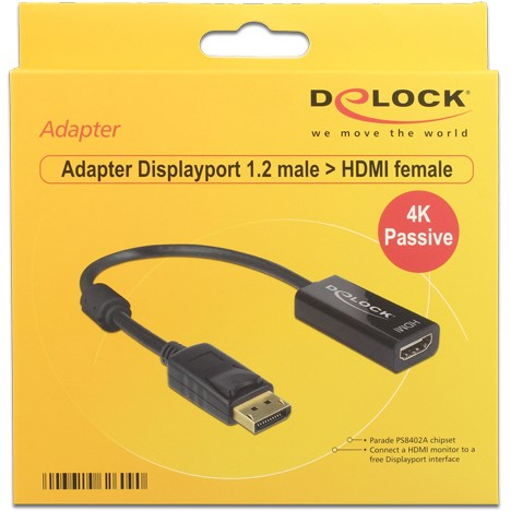 DELOCK Adapterkabel DisplayPort 1.2 Stecker > HDMI Buchse schwarz 4K Passiv