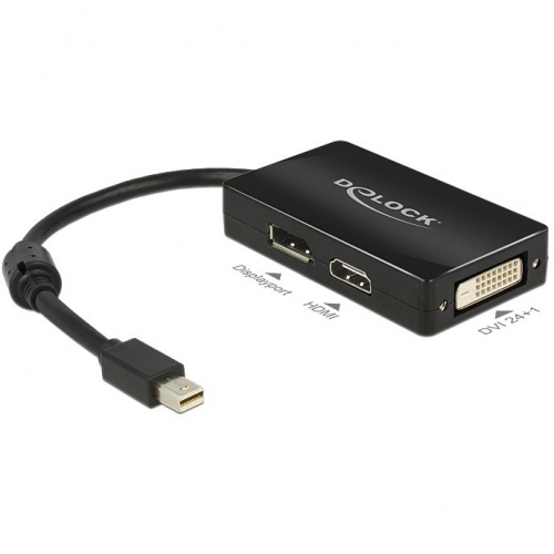 DELOCK Adapterkabel mini DisplayPort Stecker > 1 x DisplayPort + 1 x HDMI + 1 x DVI 24+1 schwarz