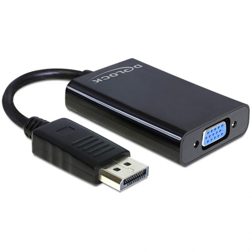 DELOCK Adapterkabel DisplayPort 1.1 Stecker > VGA Buchse + Audio 21cm schwarz