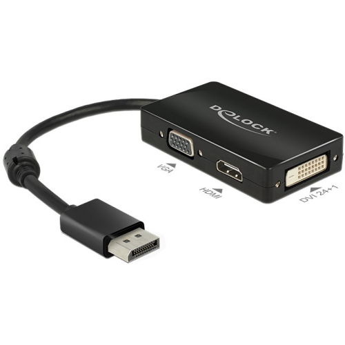 DELOCK Adapterkabel DisplayPort Stecker > 1 x VGA + 1 x HDMI + 1 x DVI 24+1 schwarz