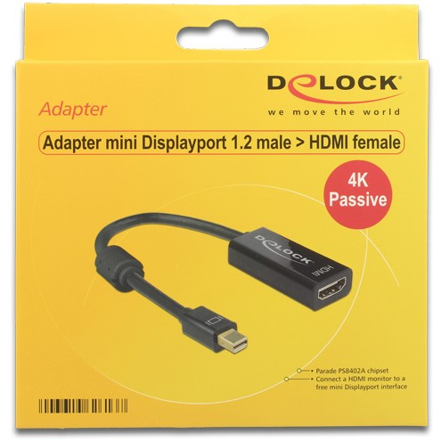 DELOCK Adapterkabel mini DisplayPort 1.2 Stecker > HDMI Buchse schwarz 4K Passiv
