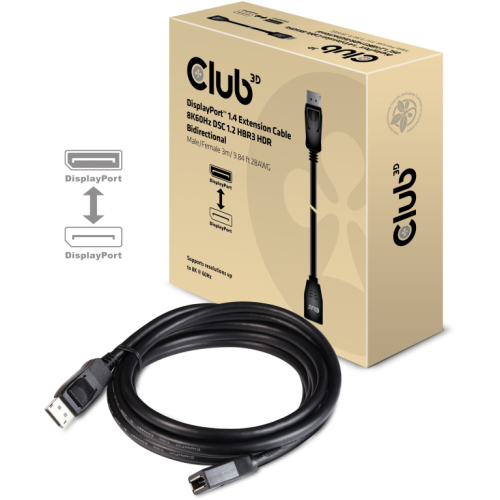 Club3D DisplayPort-Kabel 1.4 Verlängerung 3m 8K60HZ St/Bu retail