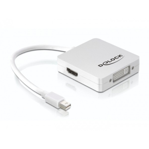 DELOCK Adapter mini Displayport 1.1 Stecker > Displayport / HDMI / DVI Buchse Passiv weiss