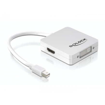 DELOCK Adapter mini Displayport 1.1 Stecker > Displayport / HDMI / DVI Buchse Passiv weiss