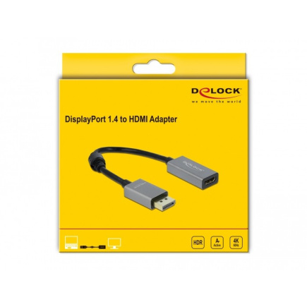 DELOCK Aktiver DisplayPort 1.4 zu HDMI Adapter 4K 60Hz HDR
