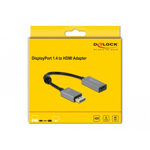 DELOCK Aktiver DisplayPort 1.4 zu HDMI Adapter 4K 60Hz HDR
