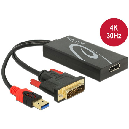 DELOCK Adapter DVI Stecker > Displayport 1.2 Buchse schwarz