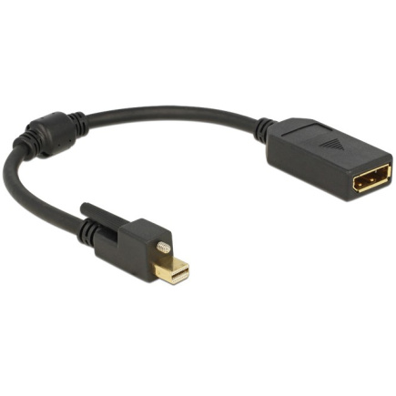 DELOCK Adapterkabel mini Displayport 1.2 Stecker mit Schraube >Displayport Buchse 25cm schwarz 4K