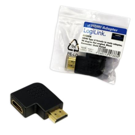 HDMI Adapter, AM to AF in 90 degree flat angled | Logilink AH0008