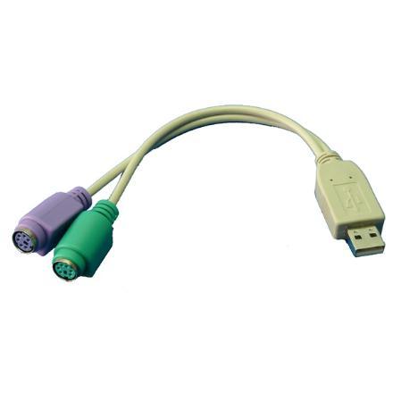 Logilink Adapter USB to PS/2 x2 :. | USB M | 2x Mini DIN 6-pin FM | 0.2 m AU0004A