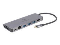 GEMBIRD A-CM-COMBO5-05 Multi Port Adapter USB Type C 5in1 Hub + HDMI + PD + card reader + LAN