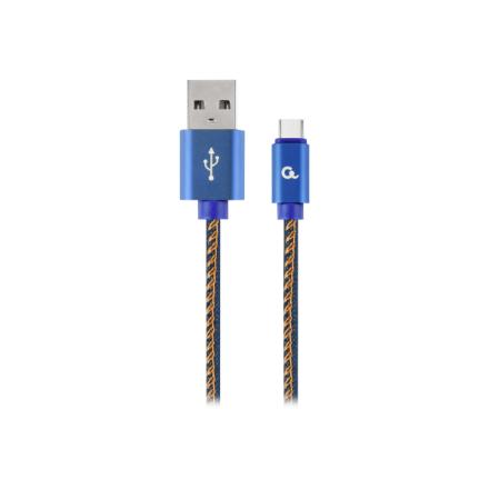 Cablexpert CC-USB2J-AMCM-1M-BL Premium jeans (denim) Type-C USB cable with metal connectors, 1 m, blue | Cablexpert CC-USB2J-AMCM-1M-BL