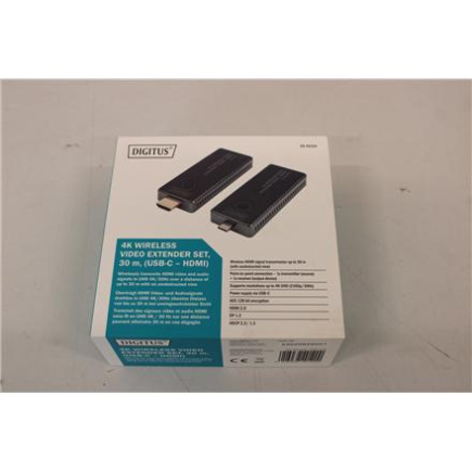 Taastatud. DIGITUS 4K Wireless Video Extender, 30 m (USB-C - HDMI) DEMO | Digitus 4K Wireless Video Extender, 30 m (USB-C - HDMI) | DS-55324 | Must/Silver | DEMO DS-55324SO