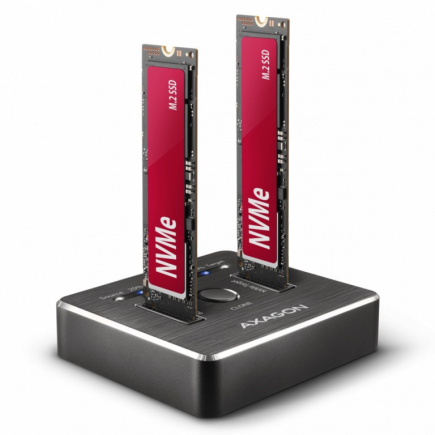 AXAGON Docking Station ADSA-M2C, USB-C 3.2 Gen 2 - 2x M.2 NVMe SSD CLONE MASTER