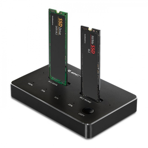 Qoltec 52274 M.2 SSD drive docking station | NVMe | SATA | USB-C | DUAL 2 x 2TB
