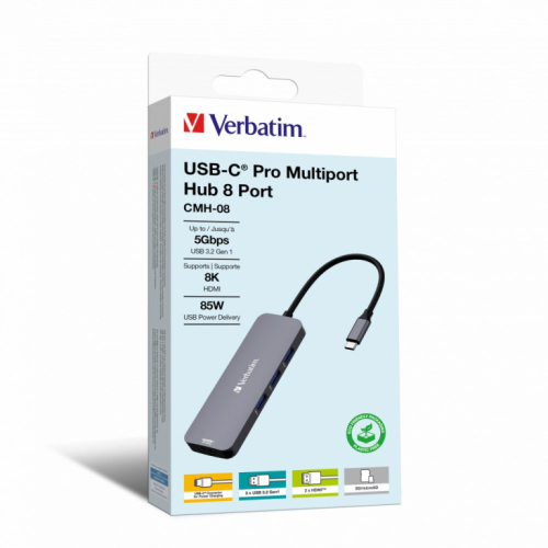 Verbatim CMH-08 USB Type-C 5000 Mbit/s Silver