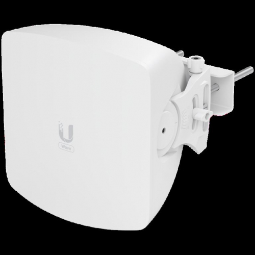 UBIQUITI Wave AP; Max. throughput: 5.4 Gbps (2.7 Gbps duplex); 30° sector coverage; 5 GHz weatherproof backup radio (Max. throughput: 800 Mbps); 2.5 GbE and (1) 10G SFP+ WAN ports; Integrated GPS & Bluetooth; 15 client capacity: Wave Pro (8 km link