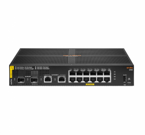 HPE Aruba Networking 6100 12G Class4 PoE 2G/2SFP+ 139W Managed L3 Gigabit Ethernet (10/100/1000) Power over Ethernet (PoE) 1U Black