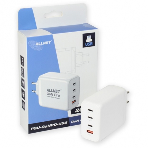 NET Z ALLNET Ersatznetzteil QC USB-C PD GaN Netzteil Power Supply200Watt 1x USB Typ-A QC 3x USB Typ-C**EU PLUG**