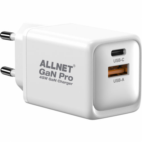 NET Z ALLNET Ersatznetzteil QC USB-C PD GaN Netzteil Power Supply45Watt 1x USB Typ-A QC 1x USB Typ-C**EU PLUG**