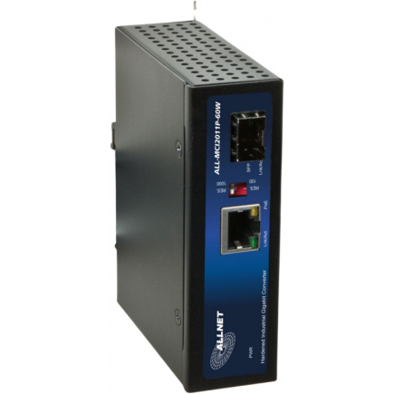 Z ALLNET Medienkonverter Industrial PoE (15,4W/30W/60W) auf 1000BASE-SX/-LX Single-/ Multimode SFP Mini-GBIC Anschluss / DIN / ALL-MCI2011P-60W