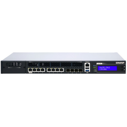 QNAP QuCPE-7012-D2146NT-32G Intel Xeon D-2146NT 8x2.5GbE RJ45 ports and 4x10GbE SFP+ ports 1x network module 1x PCIe Gen3 x8