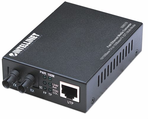 Intellinet Fast Ethernet Media Converter, 10/100Base-Tx to 100Base-Fx (ST) Multi-Mode, 2 km (1.24 mi)