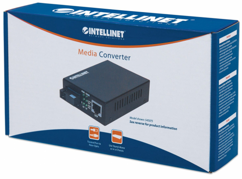 Intellinet Gigabit Ethernet to SFP Media Converter, 10/100/1000Base-Tx to SFP slot, empty