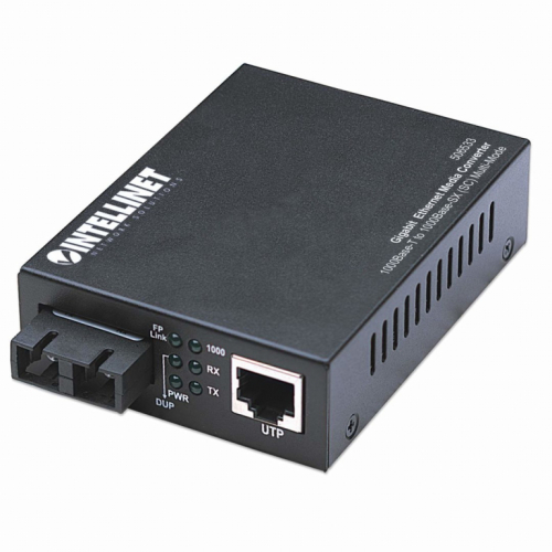 Intellinet Gigabit Ethernet Media Converter, 1000Base-T to 1000Base-Sx (SC) Multi-Mode, 550m (Euro 2-pin plug)