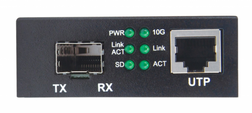 Intellinet 10GBase-T to 10GBase-R Media Converter, 1 x 10 GB SFP+ Slot, 1 x 10GB RJ45 Port