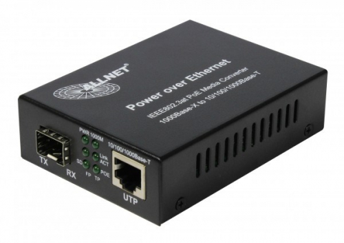 ALLNET ALL-MC202P-SFP1-POE network media converter 1000 Mbit/s Multi-mode, Single-mode Black