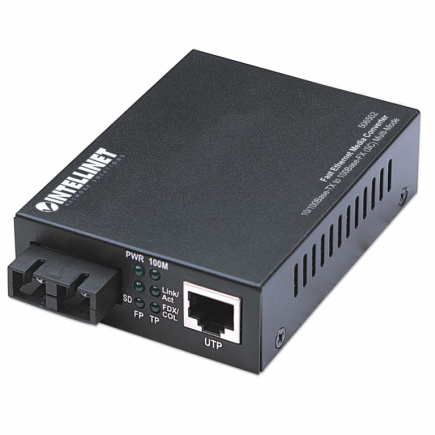 Intellinet Fast Ethernet Media Converter, 10/100Base-Tx to 100Base-Fx (SC) Multi-Mode, 2 km (1.24 mi) KWRITLKON0008 Intellinet Fast Ethernet Media Converter, 10/100Base-Tx to 100Base-Fx (SC) Multi-Mode, 2 km (1.24 mi) KWRITLKON0008