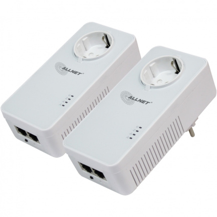 INTD ALLNET Powerline 1200Mbit 2er Bundle Bridge RJ45 HomePlugV2 SmartLink Passtrough ALL1681205v2