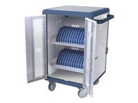 TECHLYPRO Ventilated Charging Station Trolley 30 Notebook or Smartphone White/Blue