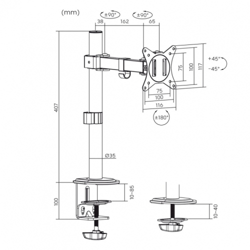 MACLEAN LCD MONITOR DESK MOUNT MC-572N