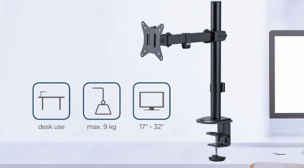 Gembird MA-D1-03 monitor mount / stand 81.3 cm (32'') Desk Черный