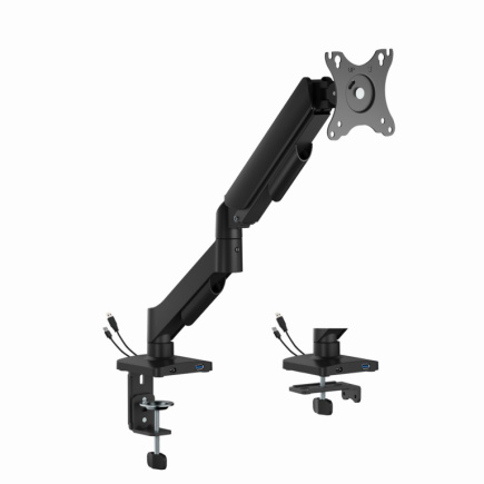 Gembird MA-DA1U-01 Adjustable desk display mounting arm with USB ports, 17”-32”, Black