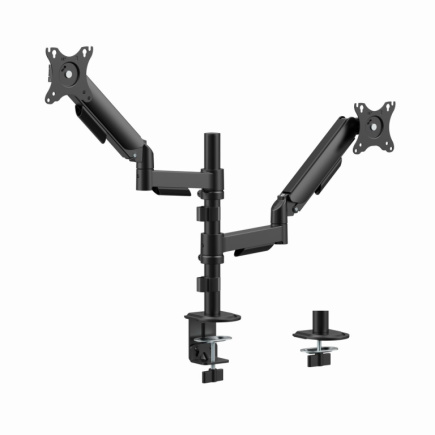 Gembird MA-DA2P-02 Adjustable desk 2-display mounting arm, 17”-32”, Black