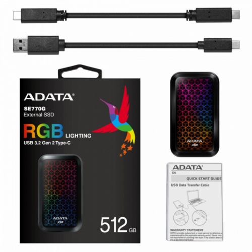 Adata SSD External SE770 512GB USB3.2-A/C RGB