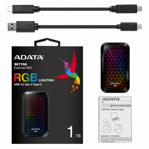 Adata SSD External SE770 1TB USB3.2-A/C RGB