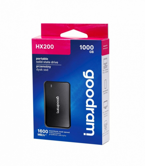 GOODRAM SSD drive HX200 1TB USB-C+A 1500/1400MB/s black