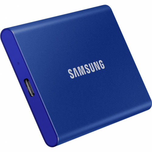 Samsung T7 MU-PC1T0H - SSD - encrypted - 1 TB - external (portable) - USB 3.2 Gen 2 (USB-C connector) - 256-bit AES - indigo blue 