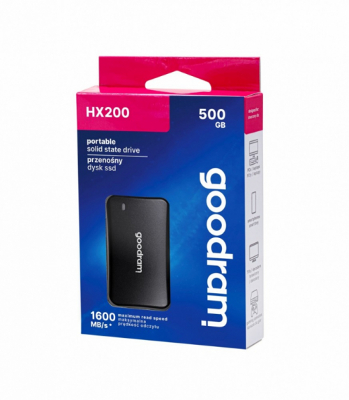 GOODRAM SSD drive HX200 500GB USB-C+A 1500/900MB/s black