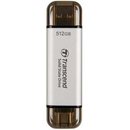 TRANSCEND ESD310S 512GB External SSD USB 10Gbps Type C/A Silver