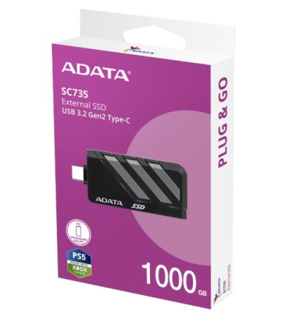 Adata SSD Disk External SC735 1TB U3.2C 1000/1000MB/s Grey